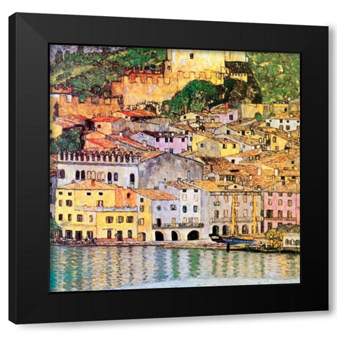 Malcesine On Lake Garda 1913 Black Modern Wood Framed Art Print with Double Matting by Klimt, Gustav