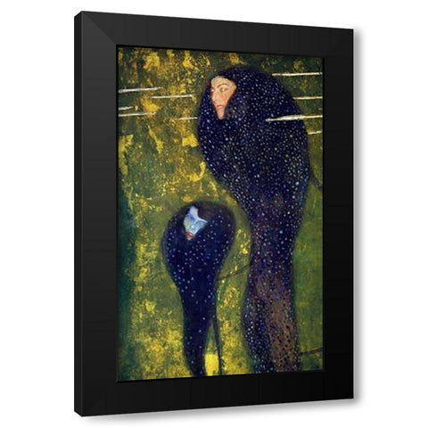 Mermaids 1899 Black Modern Wood Framed Art Print with Double Matting by Klimt, Gustav