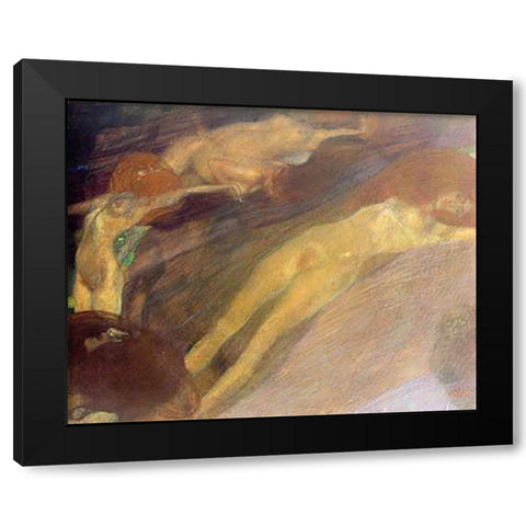 Moving Water 1898 Black Modern Wood Framed Art Print with Double Matting by Klimt, Gustav