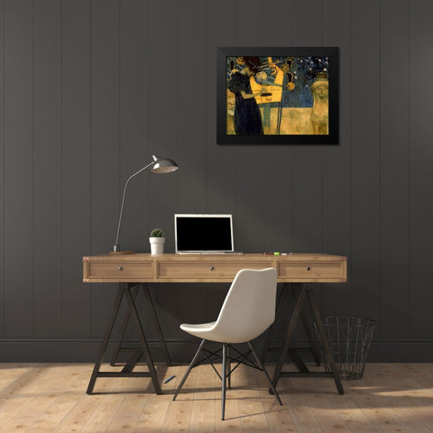 Music I Black Modern Wood Framed Art Print by Klimt, Gustav