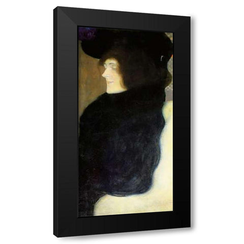 Pale Face Black Modern Wood Framed Art Print with Double Matting by Klimt, Gustav