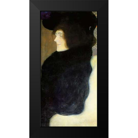 Pale Face Black Modern Wood Framed Art Print by Klimt, Gustav