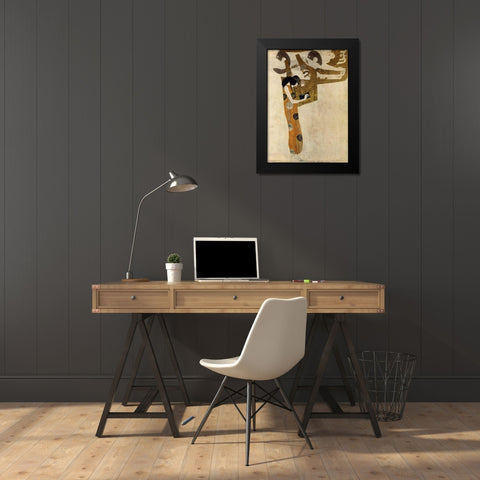 Poesie Black Modern Wood Framed Art Print by Klimt, Gustav
