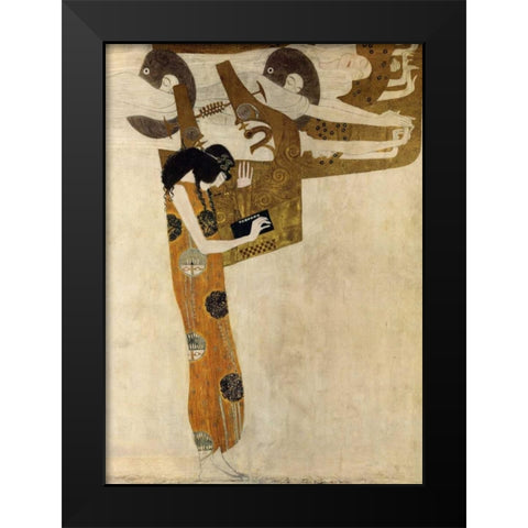 Poesie Black Modern Wood Framed Art Print by Klimt, Gustav