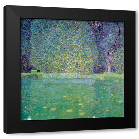 Pond At Schloss Kammer On The Attersee 1910 Black Modern Wood Framed Art Print with Double Matting by Klimt, Gustav