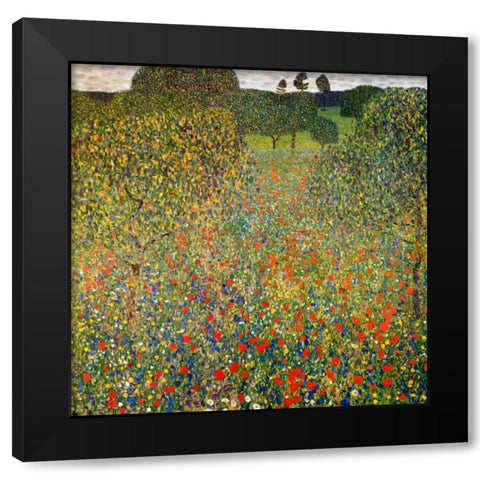 Poppy Field 1907 Black Modern Wood Framed Art Print with Double Matting by Klimt, Gustav