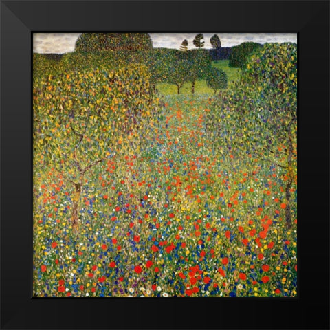 Poppy Field 1907 Black Modern Wood Framed Art Print by Klimt, Gustav