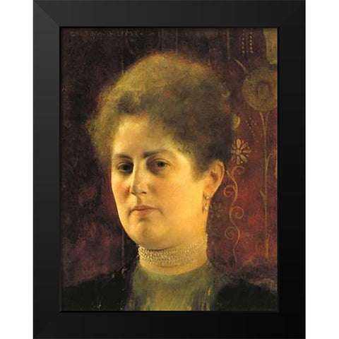 Portrait Of A Woman c. 1894 Black Modern Wood Framed Art Print by Klimt, Gustav