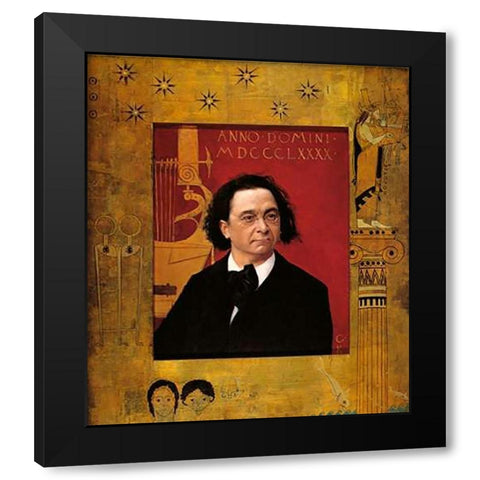 Portrait Of Josef Pembauer 1890 Black Modern Wood Framed Art Print with Double Matting by Klimt, Gustav