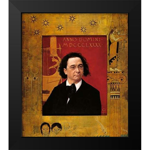 Portrait Of Josef Pembauer 1890 Black Modern Wood Framed Art Print by Klimt, Gustav