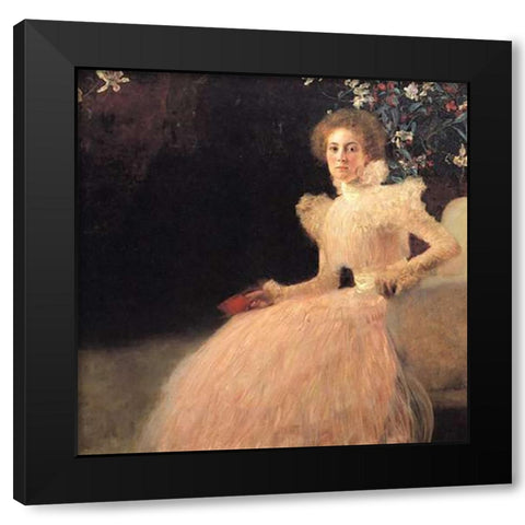 Portrait Of Sonja Knips 1898 Black Modern Wood Framed Art Print with Double Matting by Klimt, Gustav
