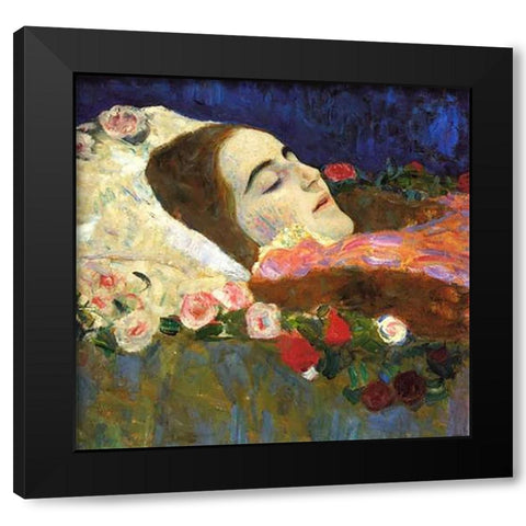 Ria Munk On Her Deatbed 1912 Black Modern Wood Framed Art Print with Double Matting by Klimt, Gustav