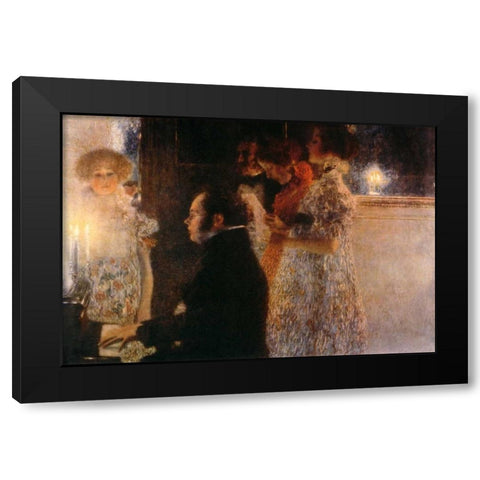 Schubert At The Piano 1899 Black Modern Wood Framed Art Print with Double Matting by Klimt, Gustav