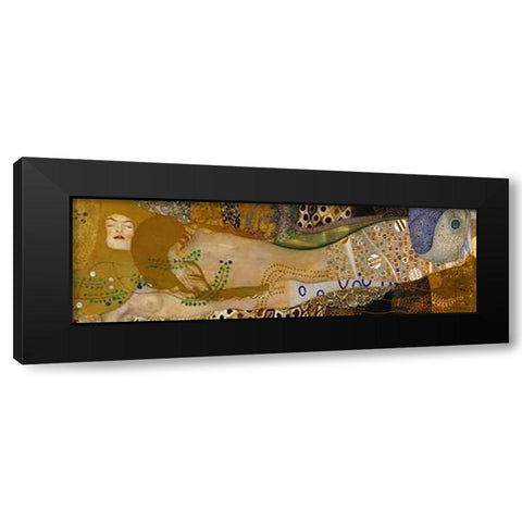 Sea Serpents I Black Modern Wood Framed Art Print by Klimt, Gustav