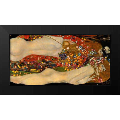 Sea Serpents V Black Modern Wood Framed Art Print by Klimt, Gustav