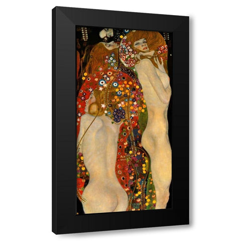 Sea Serpents VI Black Modern Wood Framed Art Print with Double Matting by Klimt, Gustav