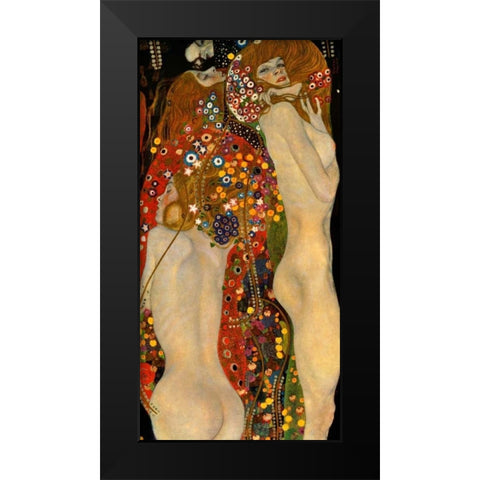 Sea Serpents VI Black Modern Wood Framed Art Print by Klimt, Gustav