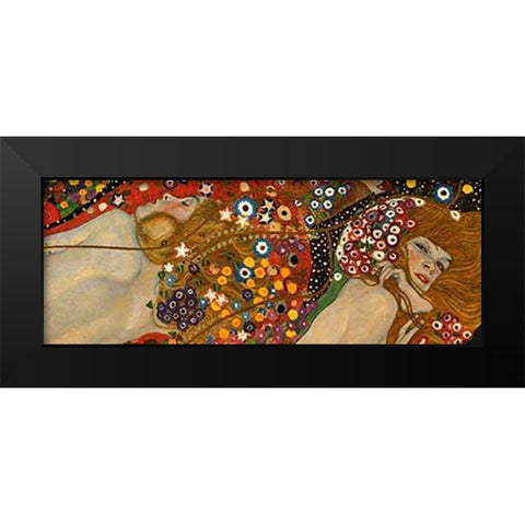 Sea Serpents VII Black Modern Wood Framed Art Print by Klimt, Gustav
