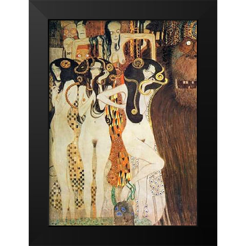 Sickness Mania And Death (detail Beethoven Frieze) 1902 Black Modern Wood Framed Art Print by Klimt, Gustav