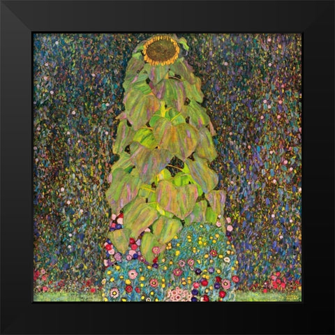 Sunflower Black Modern Wood Framed Art Print by Klimt, Gustav