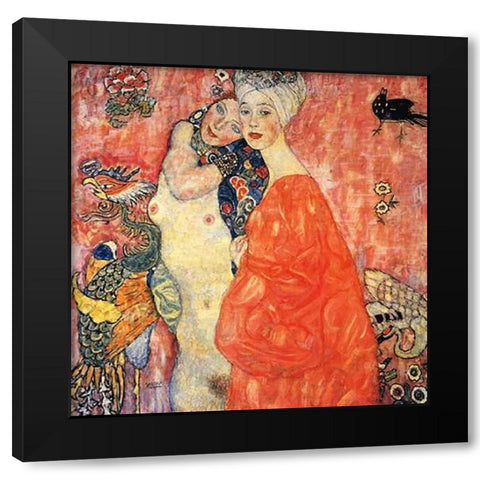 The Girlfriends 1917 Black Modern Wood Framed Art Print with Double Matting by Klimt, Gustav