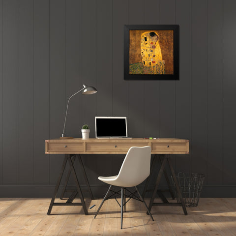 The Kiss Black Modern Wood Framed Art Print by Klimt, Gustav
