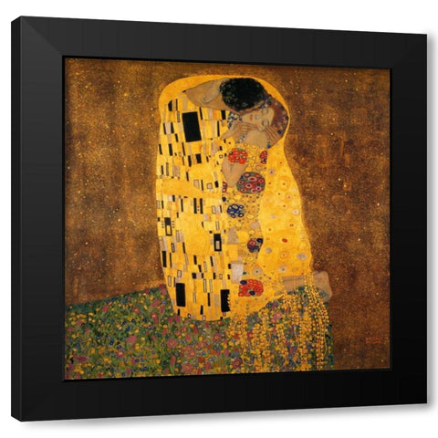The Kiss Black Modern Wood Framed Art Print with Double Matting by Klimt, Gustav