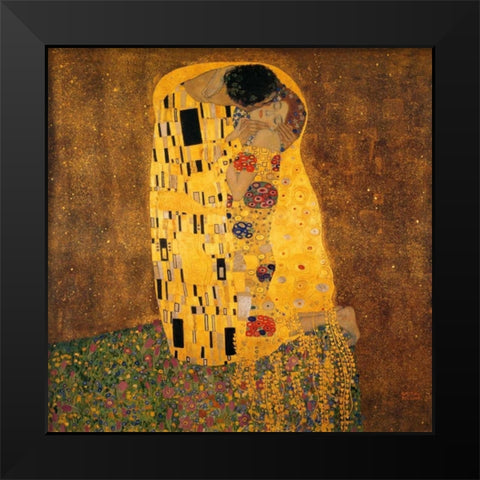 The Kiss Black Modern Wood Framed Art Print by Klimt, Gustav