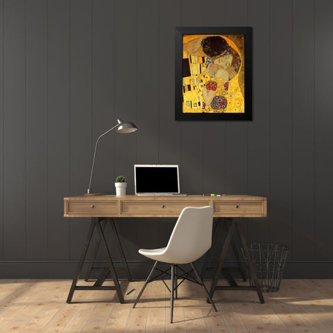 The Kiss - detail 2 Black Modern Wood Framed Art Print by Klimt, Gustav
