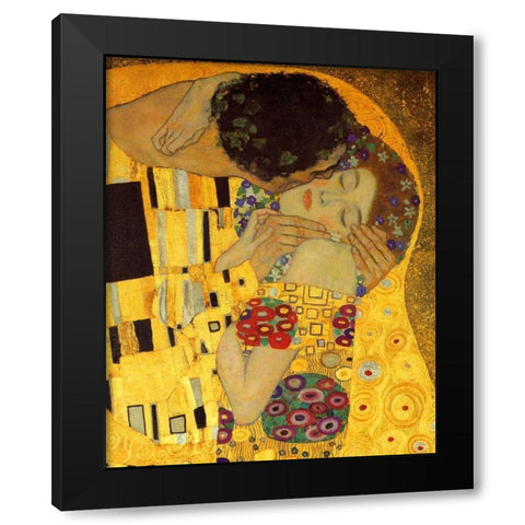 The Kiss - detail 2 Black Modern Wood Framed Art Print with Double Matting by Klimt, Gustav