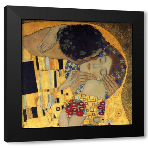 The Kiss - detail 3 Black Modern Wood Framed Art Print with Double Matting by Klimt, Gustav