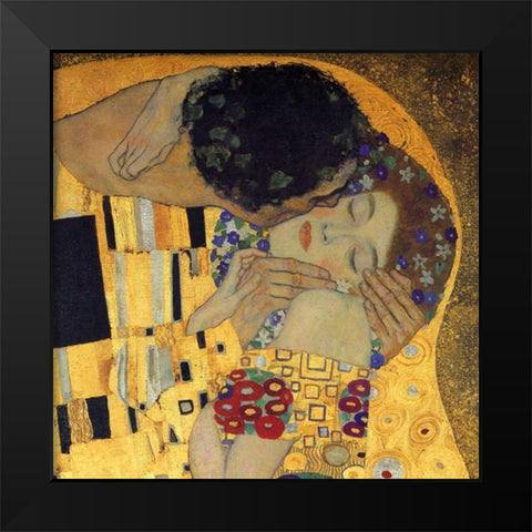 The Kiss - detail 3 Black Modern Wood Framed Art Print by Klimt, Gustav