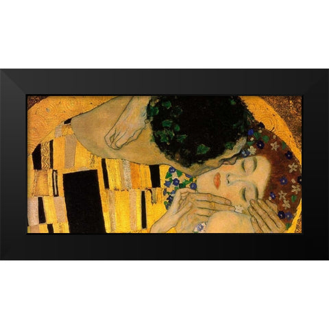 The Kiss - detail 4 Black Modern Wood Framed Art Print by Klimt, Gustav