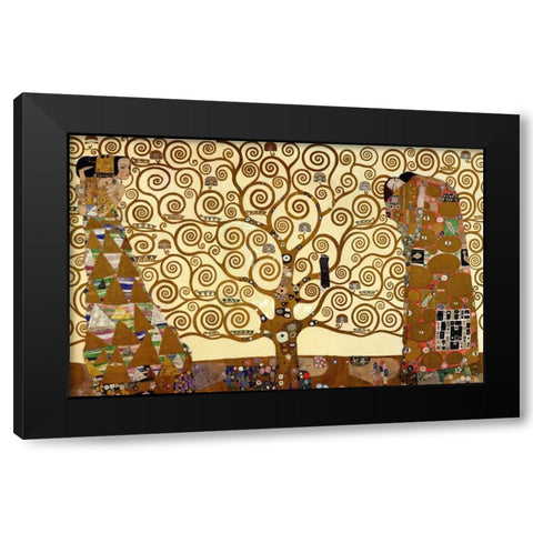 The Stoclet Frieze Black Modern Wood Framed Art Print with Double Matting by Klimt, Gustav