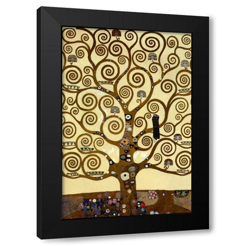 The Tree Of Life Black Modern Wood Framed Art Print with Double Matting by Klimt, Gustav