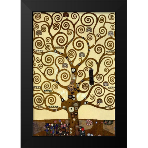 The Tree Of Life Black Modern Wood Framed Art Print by Klimt, Gustav