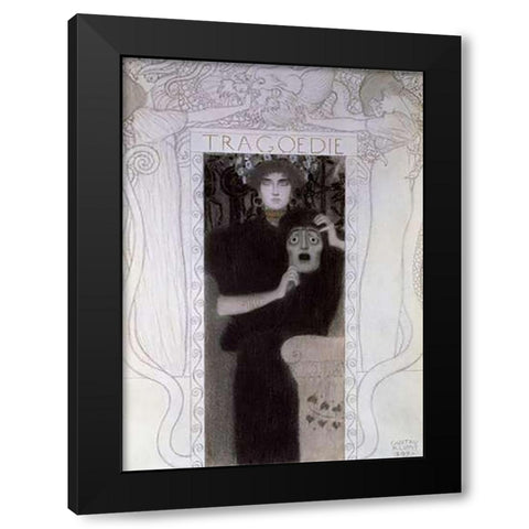 Tragedy 1897 Black Modern Wood Framed Art Print with Double Matting by Klimt, Gustav