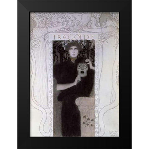 Tragedy 1897 Black Modern Wood Framed Art Print by Klimt, Gustav