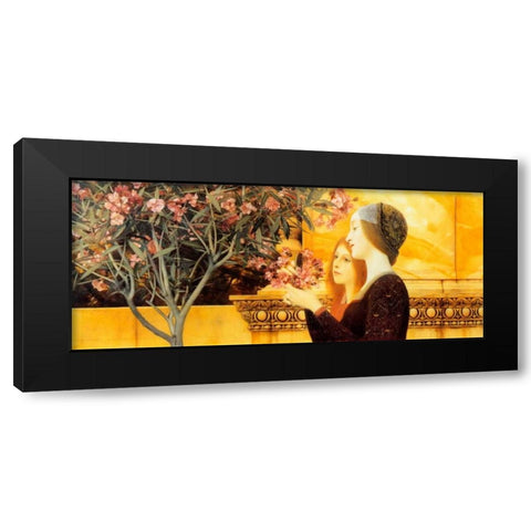 Two Girls With Oleander c. 1892 Black Modern Wood Framed Art Print with Double Matting by Klimt, Gustav
