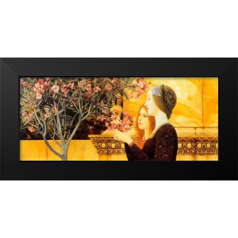 Two Girls With Oleander c. 1892 Black Modern Wood Framed Art Print by Klimt, Gustav
