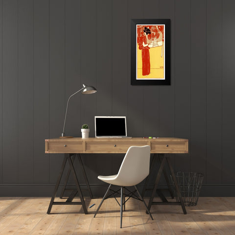Vignette Of Music 1901 Black Modern Wood Framed Art Print by Klimt, Gustav