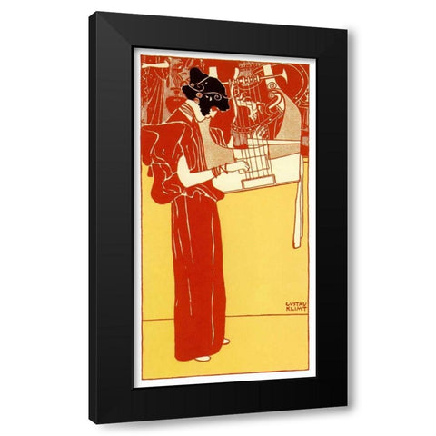 Vignette Of Music 1901 Black Modern Wood Framed Art Print with Double Matting by Klimt, Gustav
