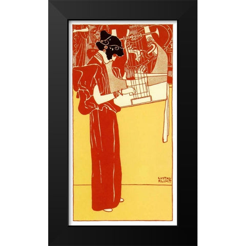 Vignette Of Music 1901 Black Modern Wood Framed Art Print by Klimt, Gustav