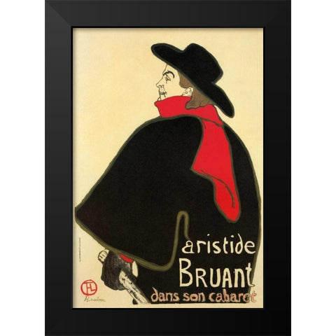 Aristide Bruant In His Cabaret Black Modern Wood Framed Art Print by Toulouse-Lautrec, Henri