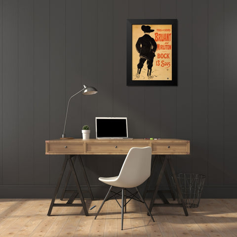 Bruant At The Mirliton Black Modern Wood Framed Art Print by Toulouse-Lautrec, Henri