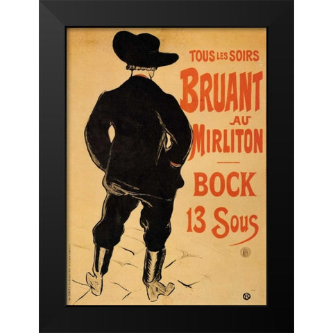 Bruant At The Mirliton Black Modern Wood Framed Art Print by Toulouse-Lautrec, Henri