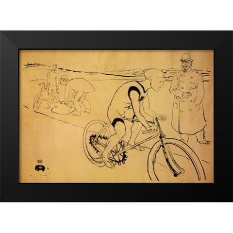 Cycle Michael Black Modern Wood Framed Art Print by Toulouse-Lautrec, Henri