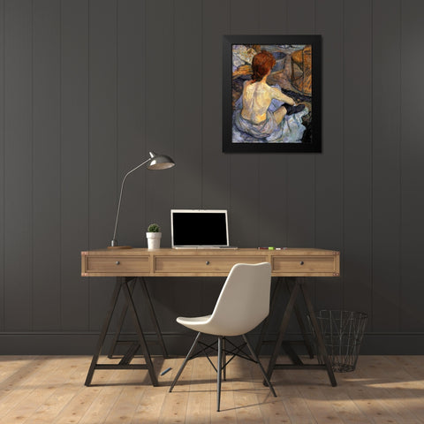 Detail La Toilette Black Modern Wood Framed Art Print by Toulouse-Lautrec, Henri