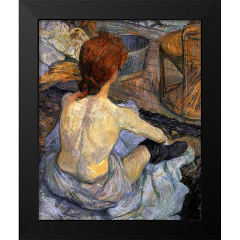 Detail La Toilette Black Modern Wood Framed Art Print by Toulouse-Lautrec, Henri