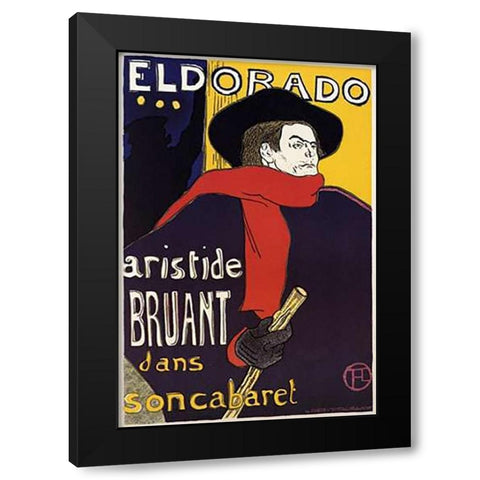 Eldorado Aristide Bruant Black Modern Wood Framed Art Print with Double Matting by Toulouse-Lautrec, Henri